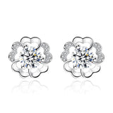 925 Silver Plum Flower Zirconia Stud Earrings S-E419
