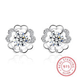 925 Silver Plum Flower Zirconia Stud Earrings S-E419