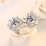 925 Silver Plum Flower Zirconia Stud Earrings S-E419