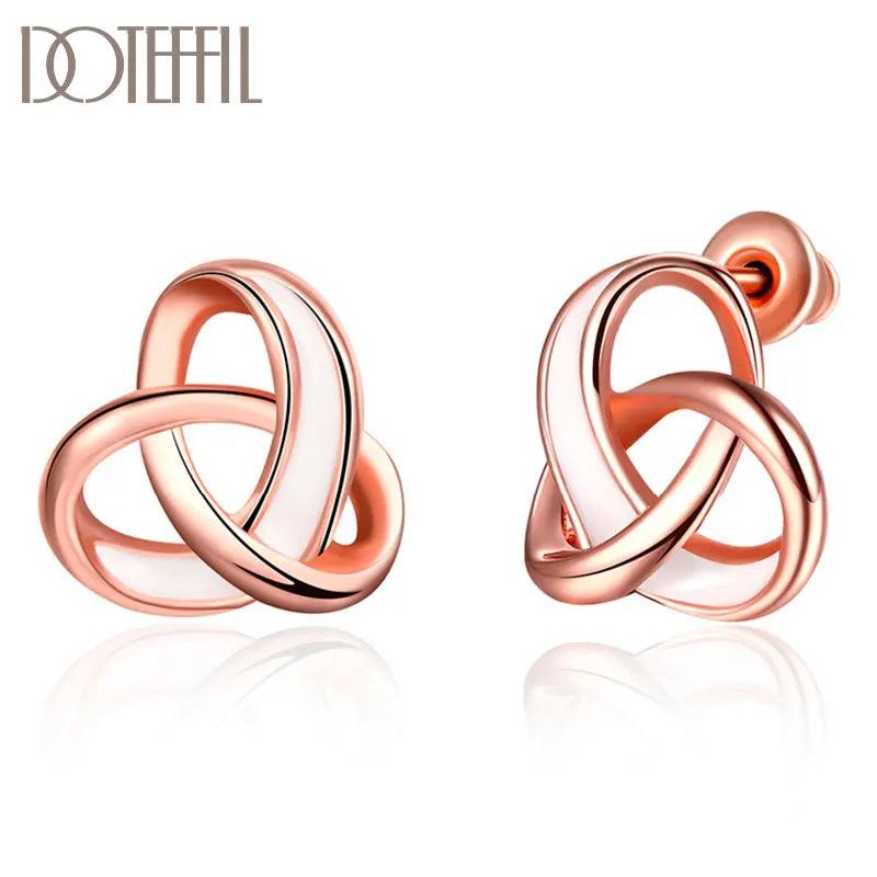 925 Silver Double Heart Earring For Woman Wedding Party