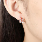 925 Silver Double Heart Earring For Woman Wedding Party