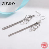 925 Silver Twisted Tassel Dangle Earrings for Women Party Gift