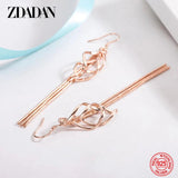 925 Silver Twisted Tassel Dangle Earrings for Women Party Gift