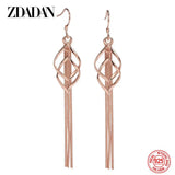 925 Silver Twisted Tassel Dangle Earrings for Women Party Gift