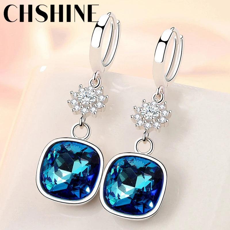 925 Silver Kyanite Snowflake Earrings Banquet Party Gift