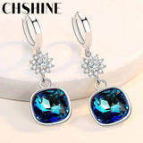 925 Silver Kyanite Snowflake Earrings Banquet Party Gift