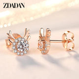 925 Silver Rose Elk Stud Earrings Women Party Accessories