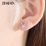 925 Silver Rose Elk Stud Earrings Women Party Accessories