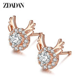 925 Silver Rose Elk Stud Earrings Women Party Accessories