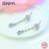 925 Silver Water Drop CZ Long Chains Earrings For Women