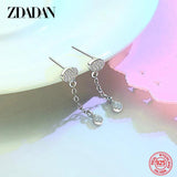 925 Silver Water Drop CZ Long Chains Earrings For Women