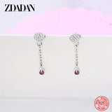 925 Silver Water Drop CZ Long Chains Earrings For Women