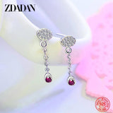 925 Silver Water Drop CZ Long Chains Earrings For Women