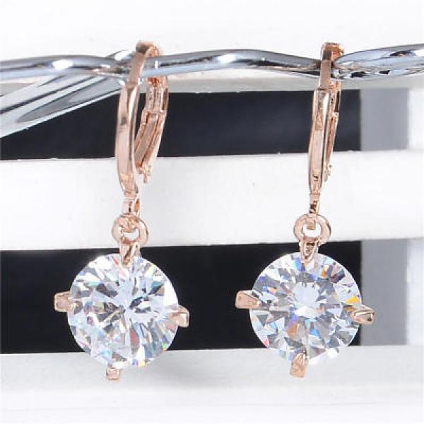 925 Silver Crystal Zircon Dangle Earrings Engagement Party Jewelry