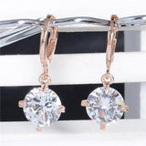 925 Silver Crystal Zircon Dangle Earrings Engagement Party Jewelry