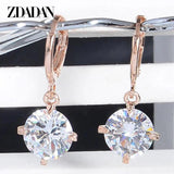 925 Silver Crystal Zircon Dangle Earrings Engagement Party Jewelry