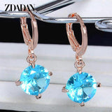 925 Silver Crystal Zircon Dangle Earrings Engagement Party Jewelry