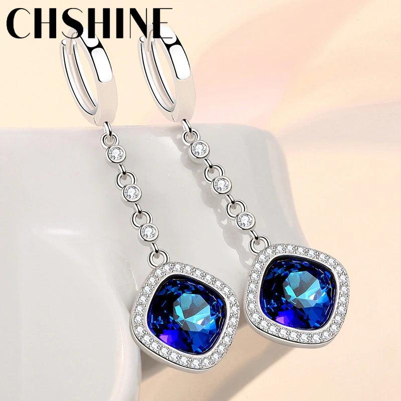 925 Silver Square Kyanite Earrings Banquet Party Gift