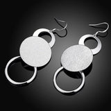 925 Silver Sanding Round Long Earring For Women