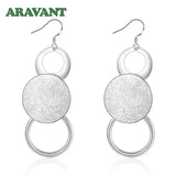 925 Silver Sanding Round Long Earring For Women