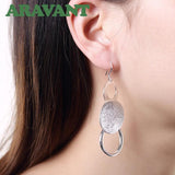925 Silver Sanding Round Long Earring For Women