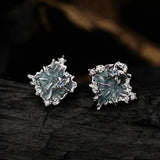 Sterling Silver 925 Zircon Enamel Stud Earrings Women's Bridal Earing