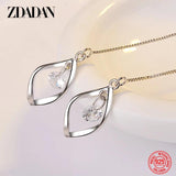 925 Silver Long Tassel Pearl Drop Earring Women Girls Jewelry