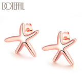 925 Silver Rose Starfish Earring Wedding Jewelry