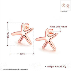 925 Silver Rose Starfish Earring Wedding Jewelry