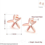 925 Silver Rose Starfish Earring Wedding Jewelry