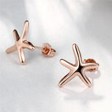 925 Silver Rose Starfish Earring Wedding Jewelry