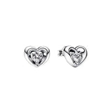 Sterling Silver Red Diamond Heart Earrings