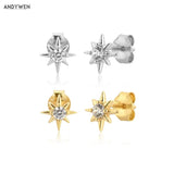 925 Silver Snow Flower Stud Earring Women Piercing Clips Jewelry