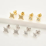 925 Silver Snow Flower Stud Earring Women Piercing Clips Jewelry