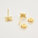 925 Silver Snow Flower Stud Earring Women Piercing Clips Jewelry