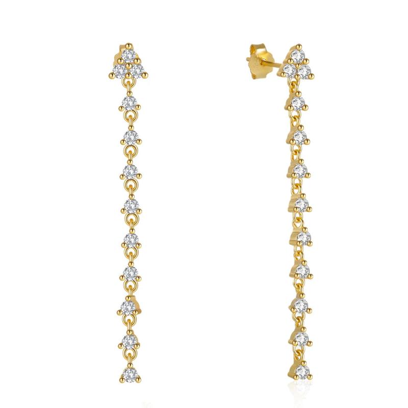 Zircon 925 Silver Plated Chain Drop Earrings Women Fine Jewelry