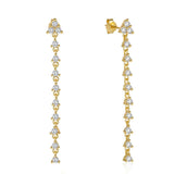 Zircon 925 Silver Plated Chain Drop Earrings Women Fine Jewelry