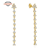 Zircon 925 Silver Plated Chain Drop Earrings Women Fine Jewelry