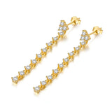 Zircon 925 Silver Plated Chain Drop Earrings Women Fine Jewelry