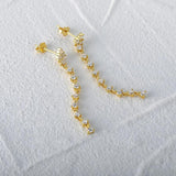 Zircon 925 Silver Plated Chain Drop Earrings Women Fine Jewelry