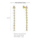 Zircon 925 Silver Plated Chain Drop Earrings Women Fine Jewelry