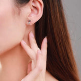 Sterling Silver Scissors Earrings with Zircon Studs