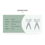 Sterling Silver Scissors Earrings with Zircon Studs