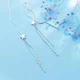 Tassel Stars Drop Earrings 925 Silver Dangle Party Jewelry
