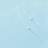 Tassel Stars Drop Earrings 925 Silver Dangle Party Jewelry