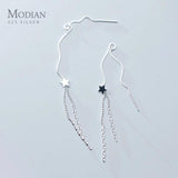 Tassel Stars Drop Earrings 925 Silver Dangle Party Jewelry
