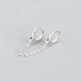 Geometric Handcuffs Chain Stud Earrings 925 Sterling Silver Unisex Rock Jewelry