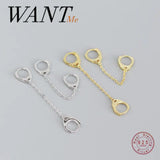 Geometric Handcuffs Chain Stud Earrings 925 Sterling Silver Unisex Rock Jewelry