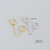 Geometric Handcuffs Chain Stud Earrings 925 Sterling Silver Unisex Rock Jewelry