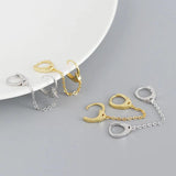 Geometric Handcuffs Chain Stud Earrings 925 Sterling Silver Unisex Rock Jewelry